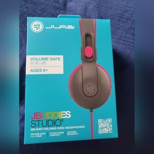 JLab JBuddies Studio Kids On-Ear Headphones - Pink and Gray